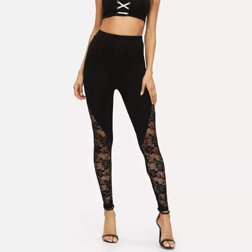 Sexy Leggings for Women High Waist Yoga Pants, Scrunch Butt Lifting Elastic Tights Lace Sexy High Waist Trousers