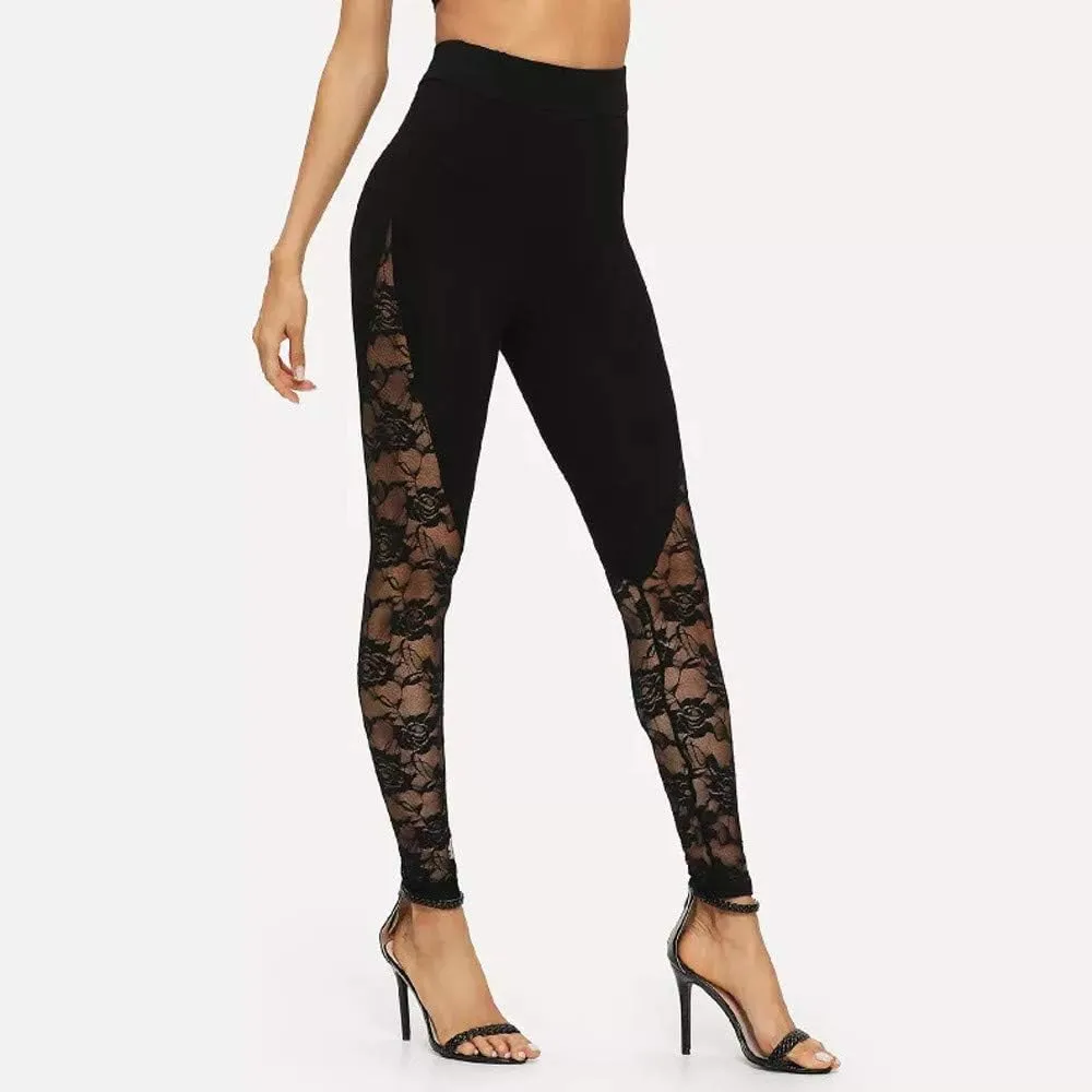 Sexy Leggings for Women High Waist Yoga Pants, Scrunch Butt Lifting Elastic Tights Lace Sexy High Waist Trousers