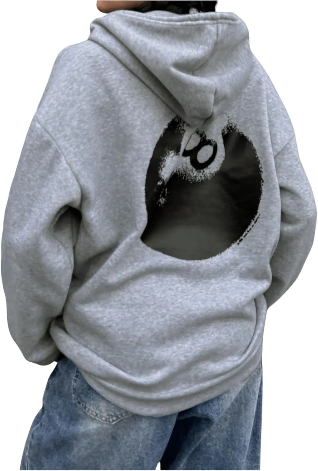 SHENHE Women's Y2k Graphic 8 Ball Hoodie Pullover Drop Shoulder Long Sleeve Hoodie Sweatshirt