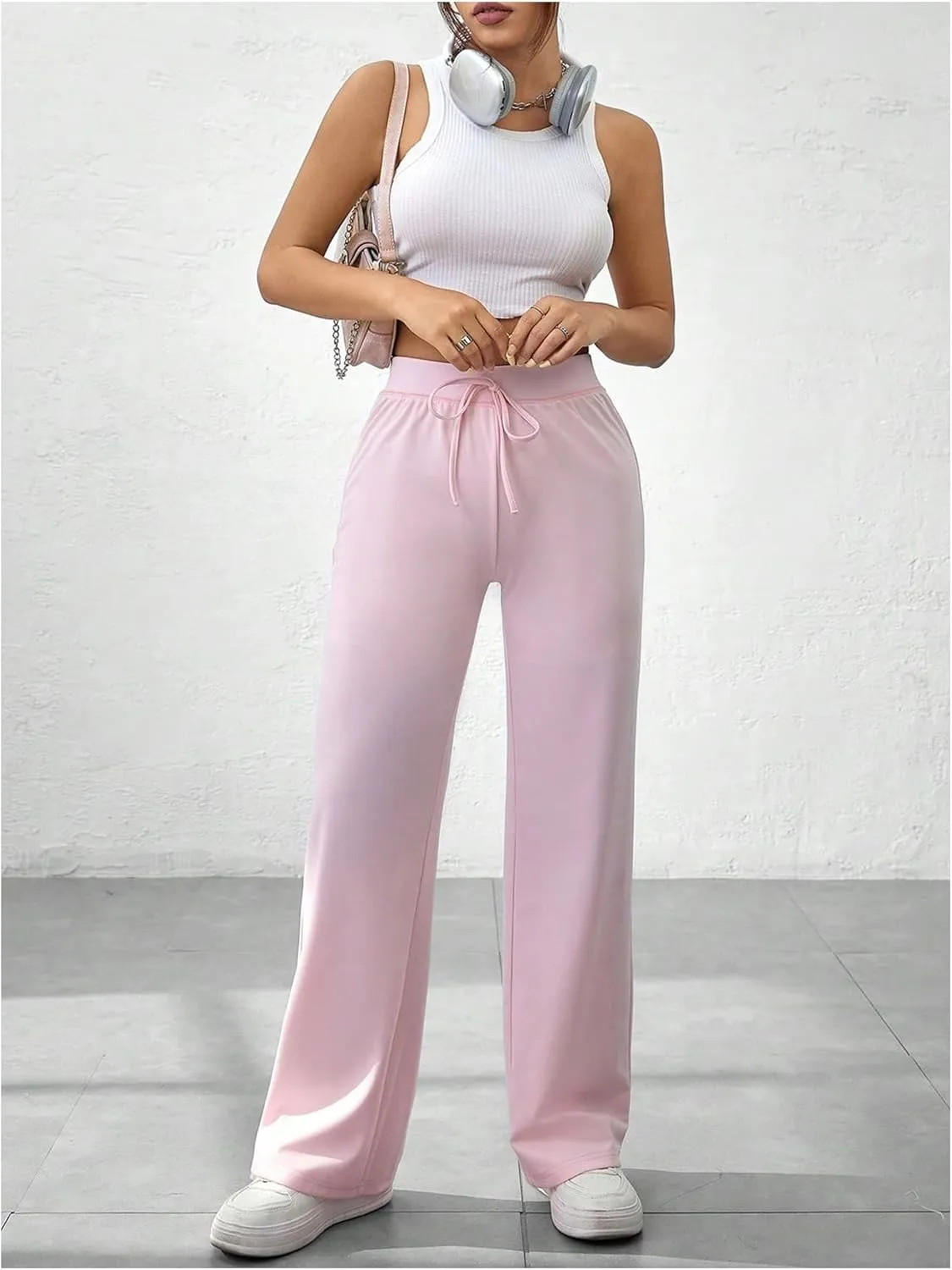 SOLY HUX Women's Sweatpants High Waisted Straight Leg Pants Drawstring Fall Casual Trousers
