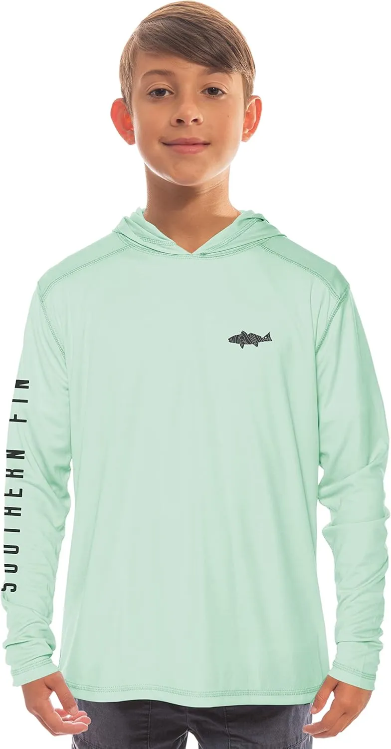 Southern Fin Apparel Kids Fishing Hoodie Shirt Long Sleeve UV UPF SPF Sun Protection Youth Boys Girls