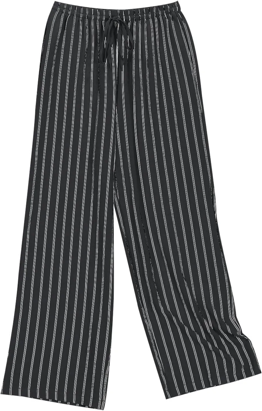 Summer Pants for Women 2024,Striped Wide Leg Loose Drawstring High Waist Palazzo Trousers Pants with Pockets