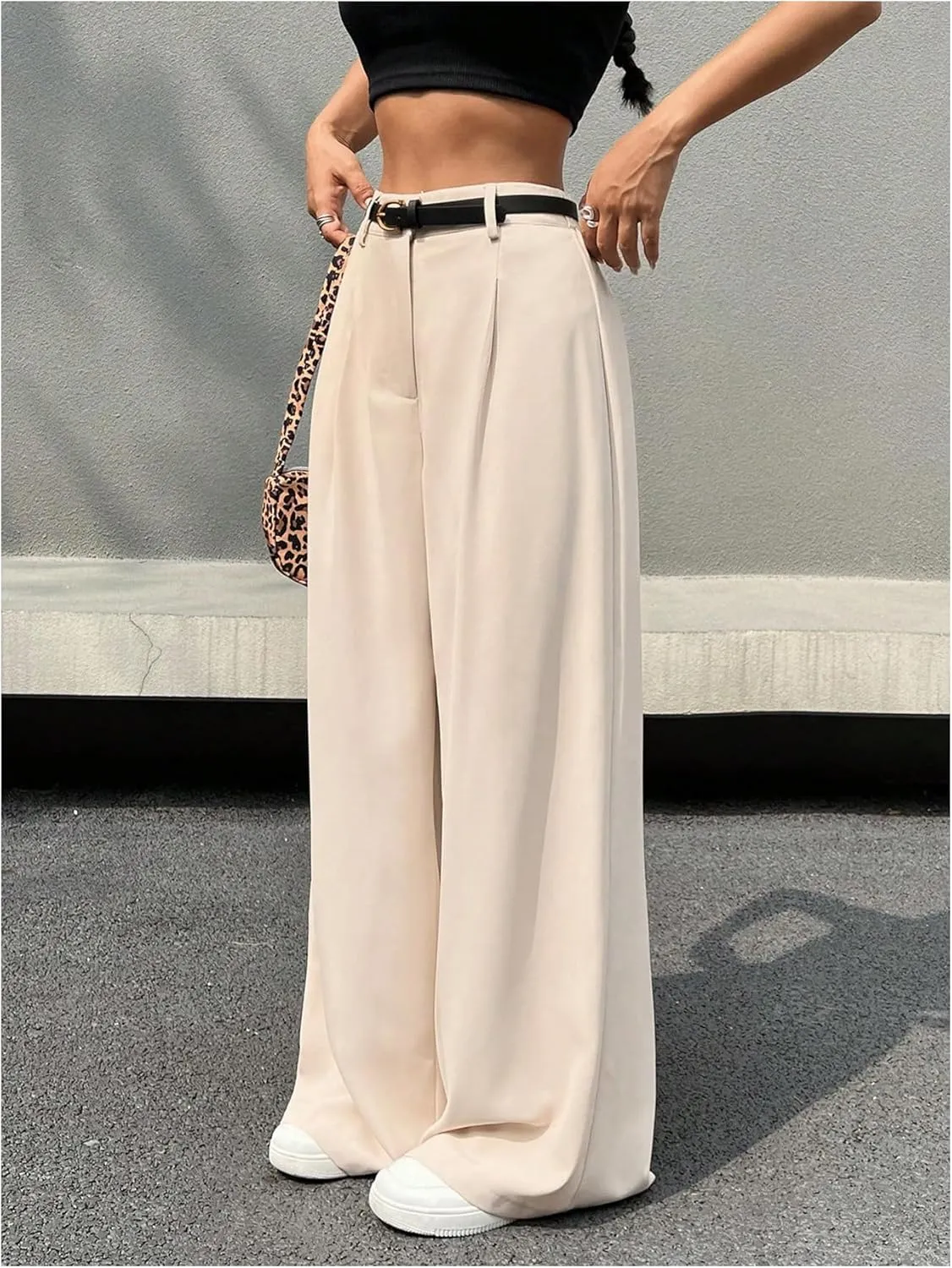 SweatyRocks Women's High Waist Work Pants Dressy Casual Wide Leg Flowy Trousers