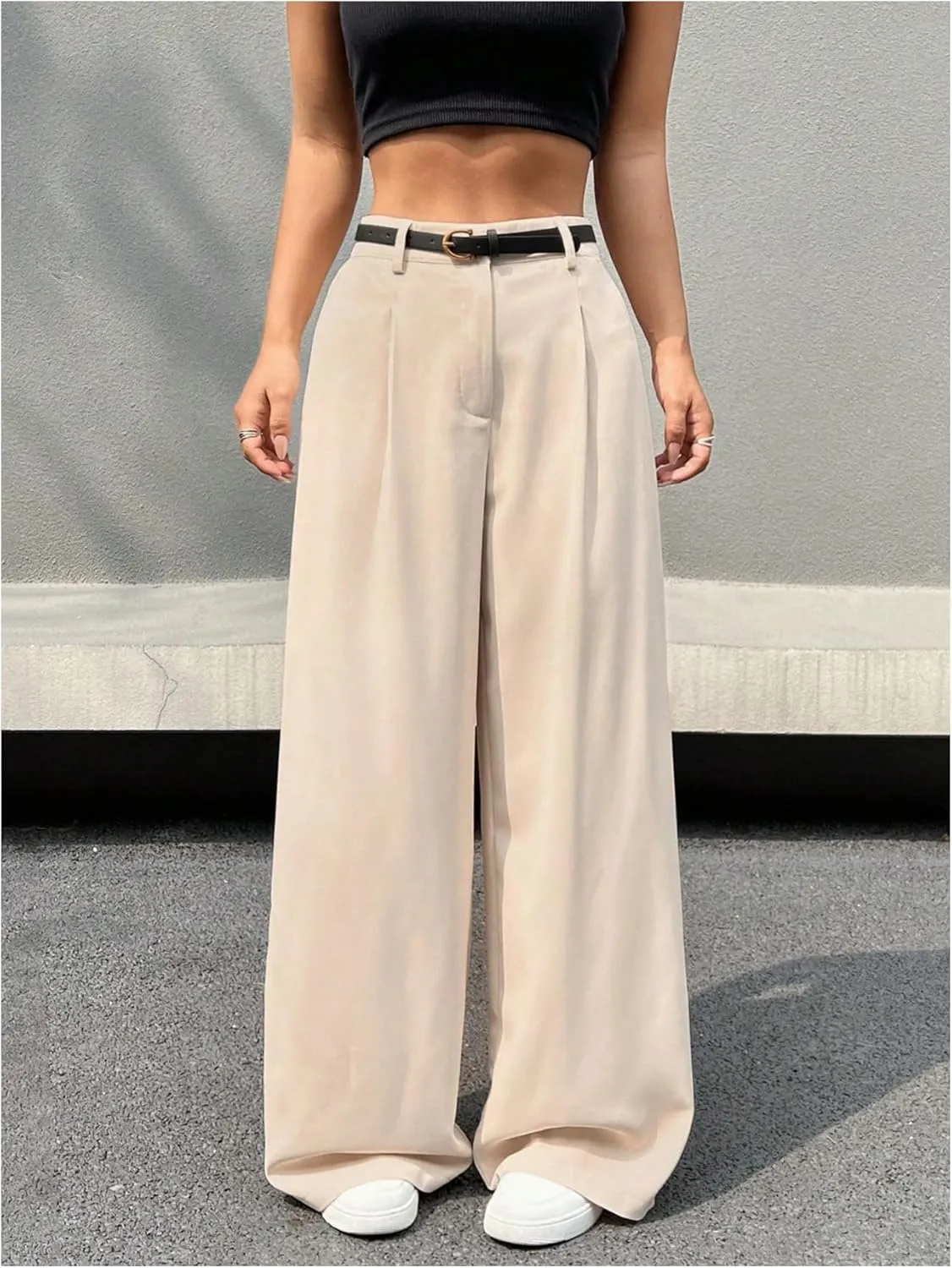 SweatyRocks Women's High Waist Work Pants Dressy Casual Wide Leg Flowy Trousers