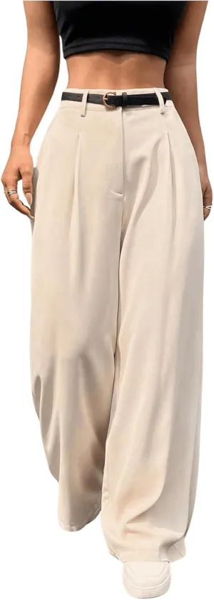 SweatyRocks Women's High Waist Work Pants Dressy Casual Wide Leg Flowy Trousers
