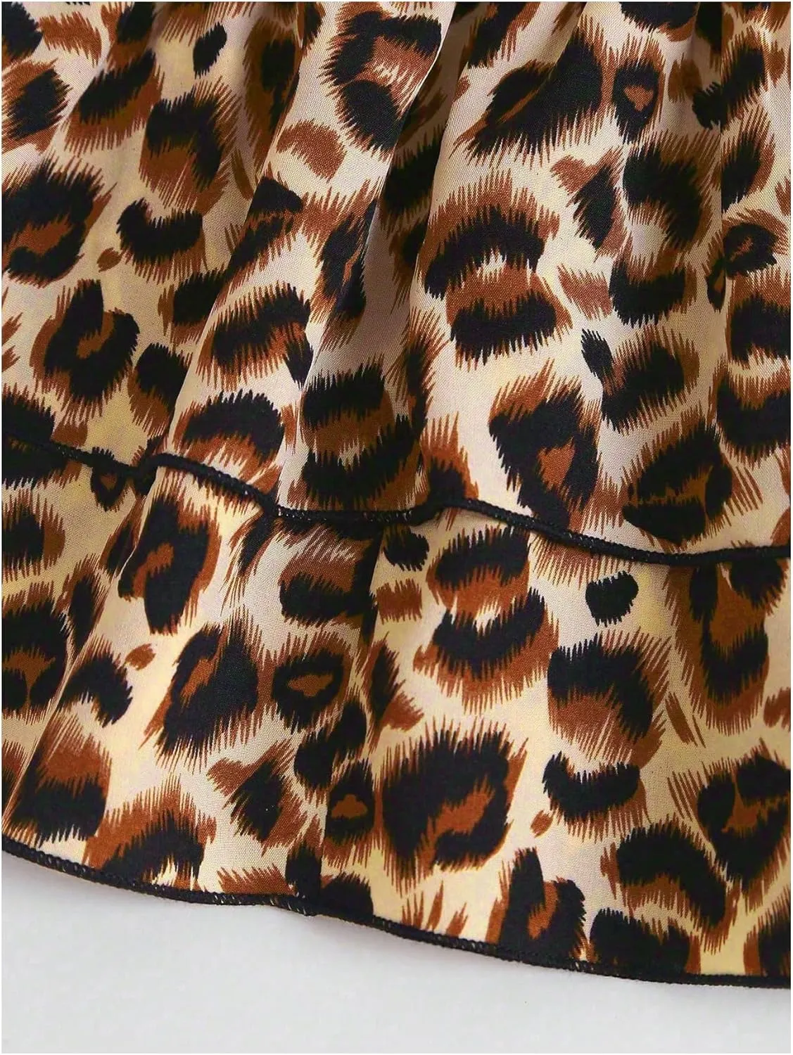 SweatyRocks Women's Y2K Cheetah Print Layered Ruffle Shirred High Waist Leopard Mini Short Skirts