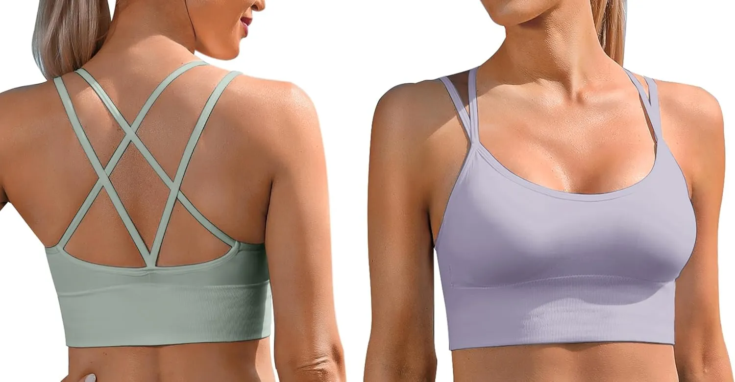 Sykooria 3 Pack Strappy Sports Bra for Women Sexy Crisscross for Yoga Running Athletic Gym Workout Fitness Tank Tops