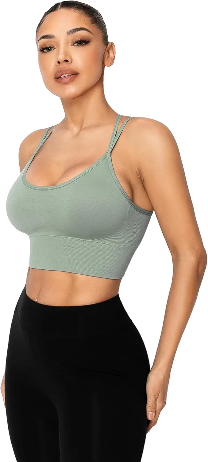 Sykooria 3 Pack Strappy Sports Bra for Women Sexy Crisscross for Yoga Running Athletic Gym Workout Fitness Tank Tops