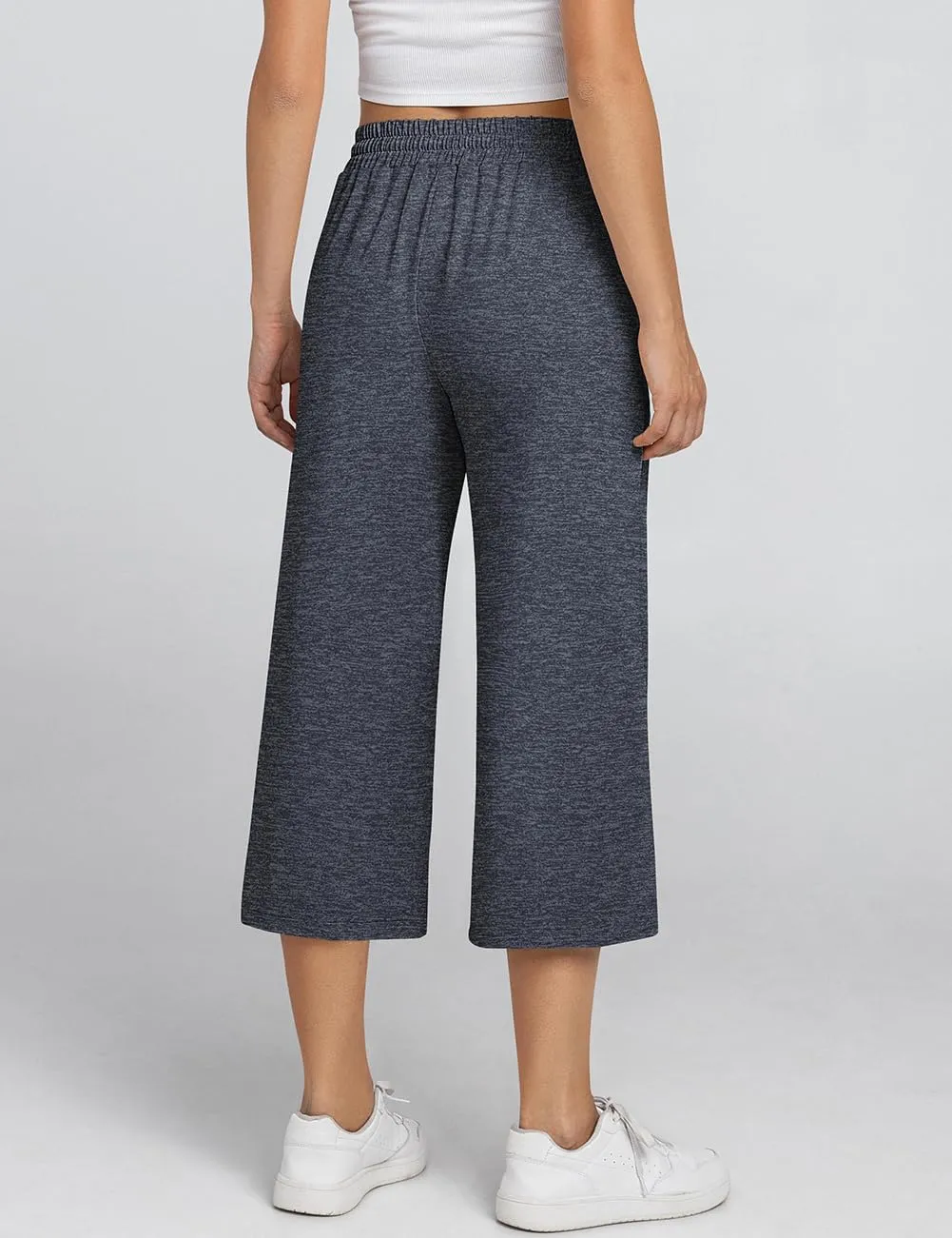TARSE Women's Summer High Waisted Yoga Capri Pants Plus Size Casual Sport Activewear Capris Sweatpants Loose Fit