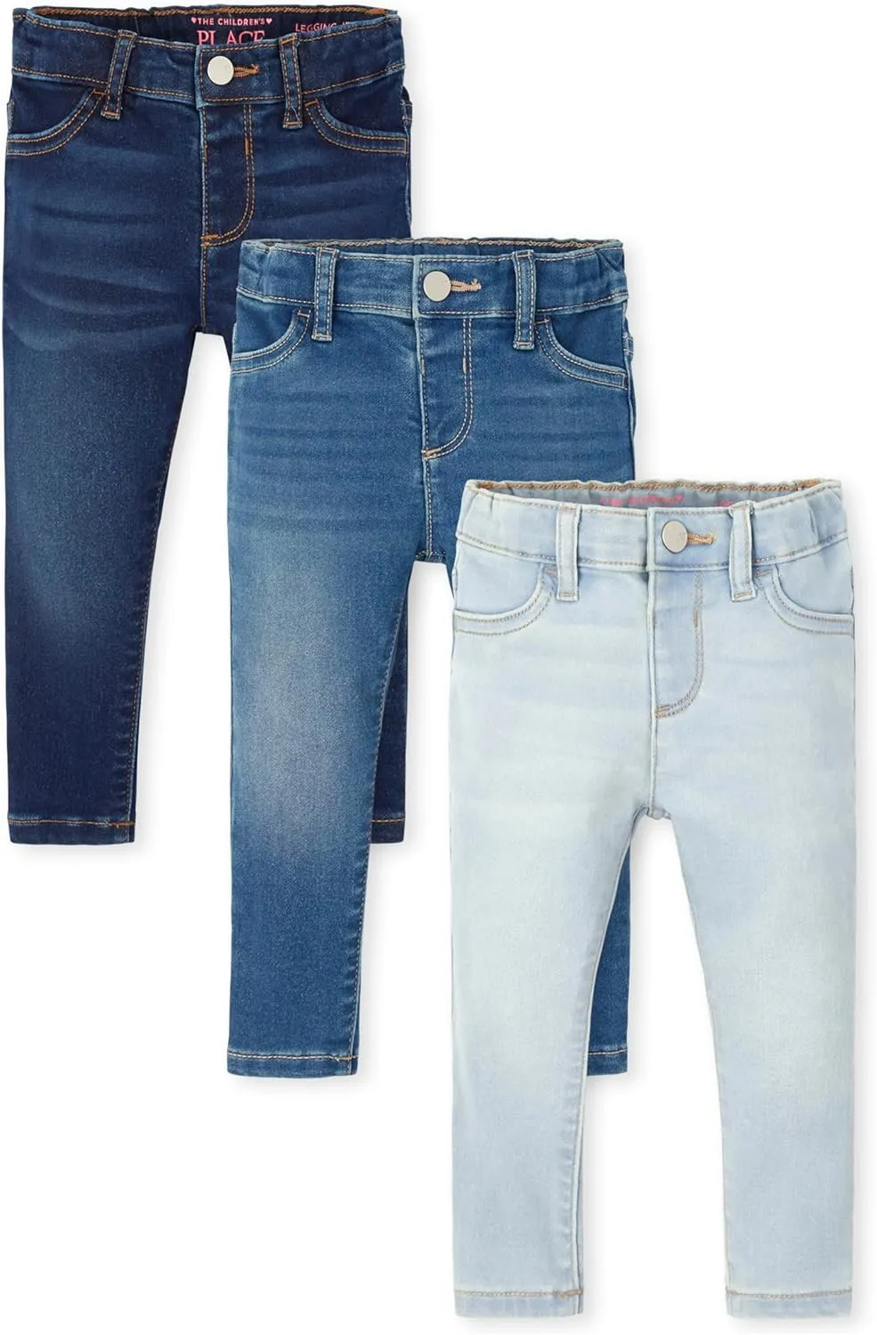 The Children's Place Baby Girls' and Toddler Super-Soft Stretch Denim Jeggings, 3 Pack