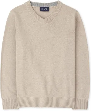The Children's Place Boys' Long Sleeve V-Neck Pullover Sweater