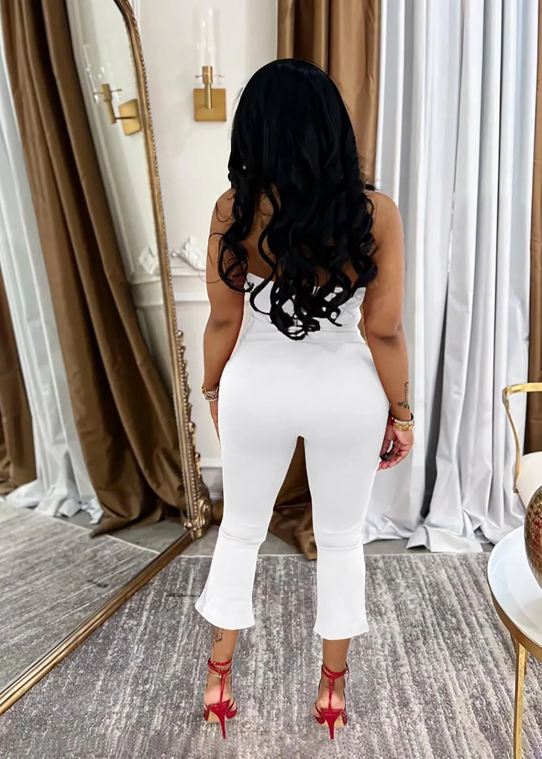 ThusFar Women 2 Piece Sets Halter Tops Flared Pants Outfits Sexy 2025 Summer Tracksuit Y2k Bodycon Jumpsuit Clubwear