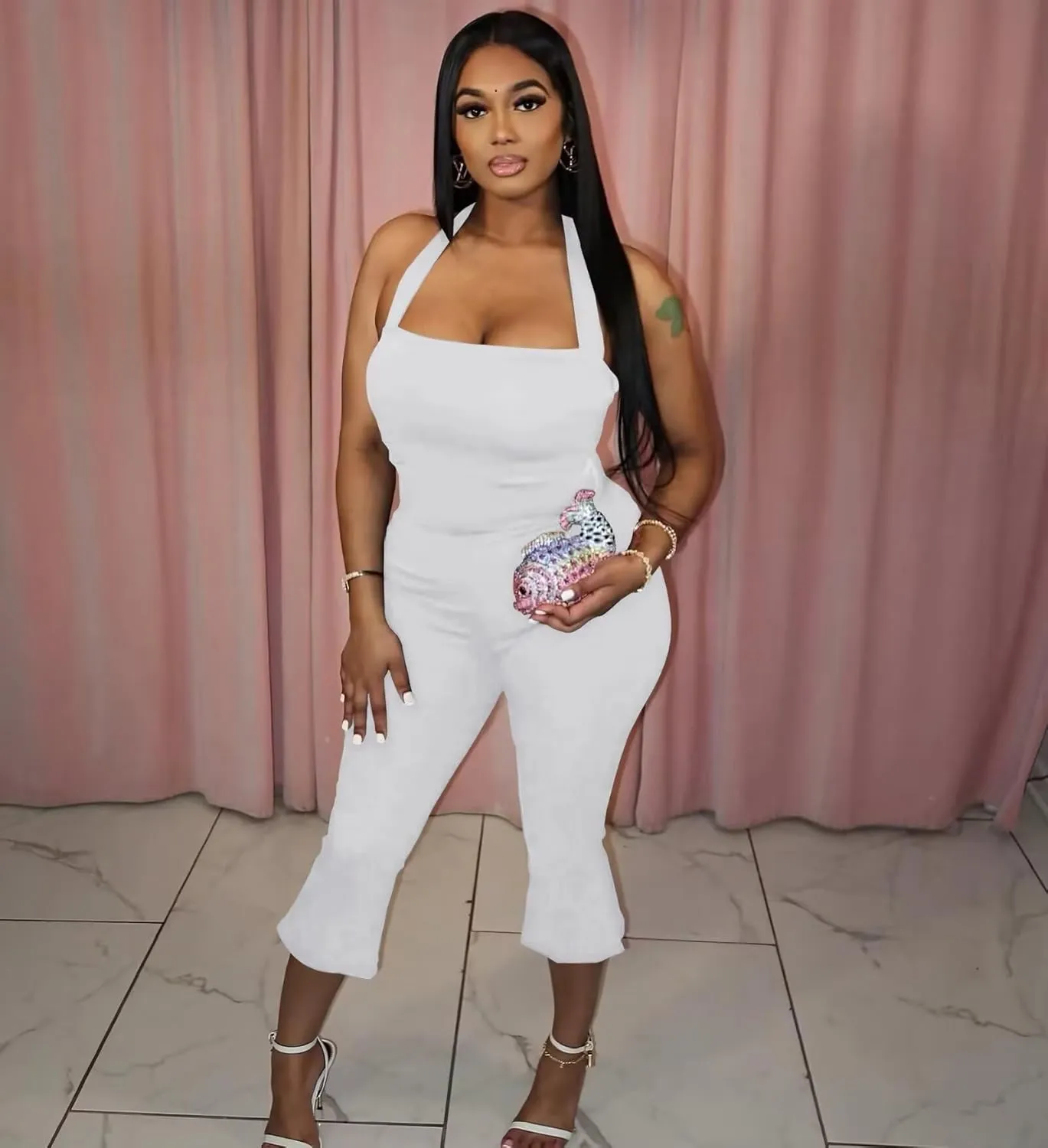 ThusFar Women 2 Piece Sets Halter Tops Flared Pants Outfits Sexy 2025 Summer Tracksuit Y2k Bodycon Jumpsuit Clubwear