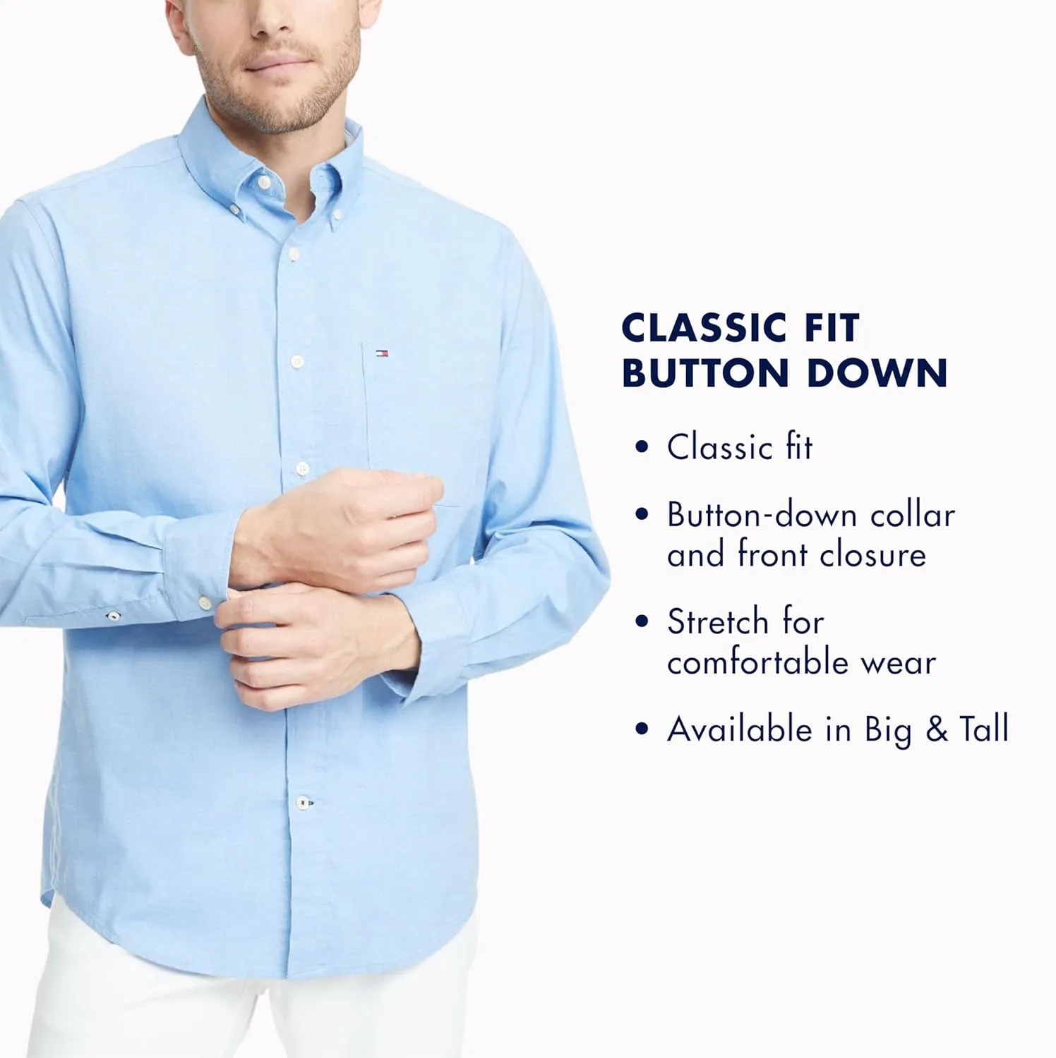 Tommy Hilfiger Men's Long Sleeve Casual Button Down Shirt in Classic Fit