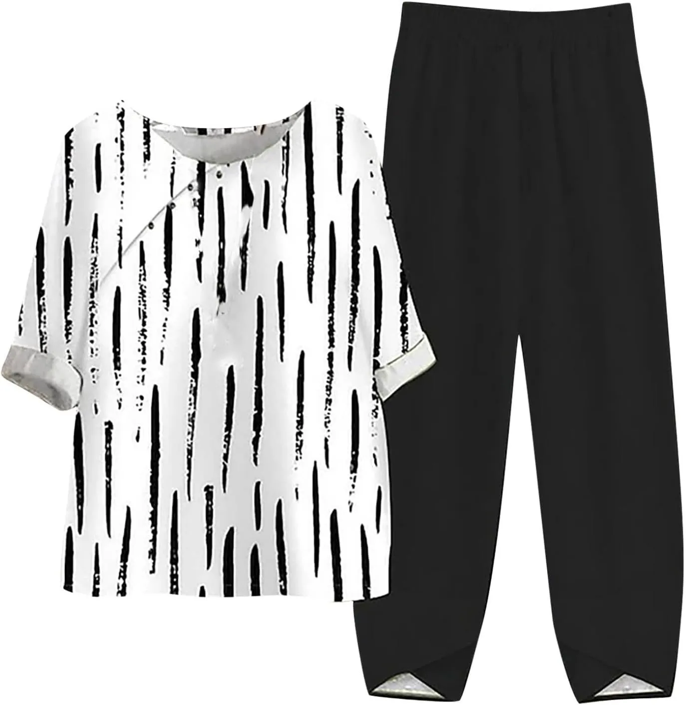 Trendy Summer 2 Piece Sets for Women 2024 with Pockets Casual Linen Loose Fit Tank Top High Waist Pants Sets
