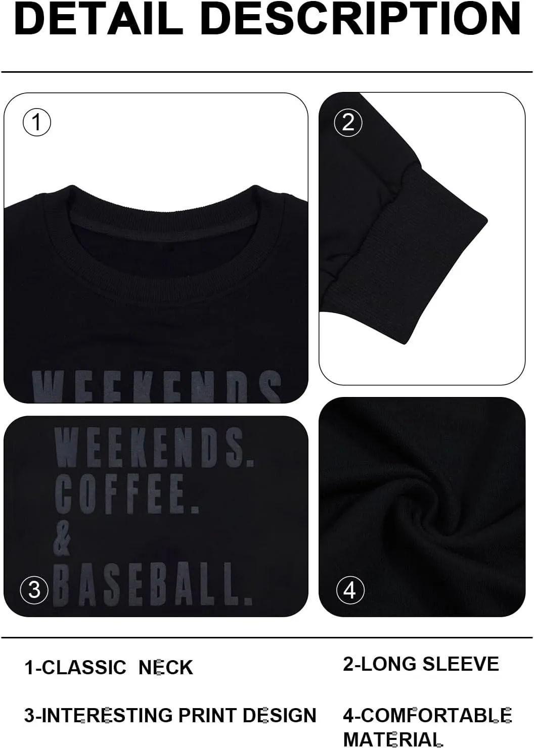 UNIQUEONE Baseball Mom Sweatshirt Women Weekends Coffee And Baseball Sweatshirt Mama Game Day Outfits Graphic Crewneck Tops