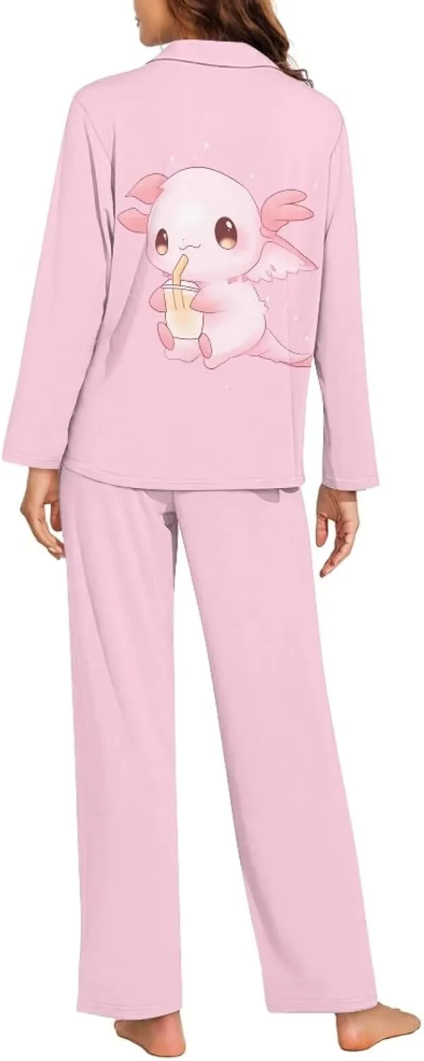 Upetstory Button Down Pajamas Sets for Women Sleepwear Long Sleeve Loungewear