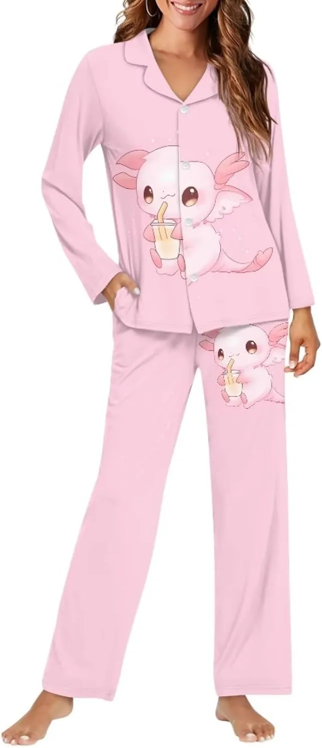 Upetstory Button Down Pajamas Sets for Women Sleepwear Long Sleeve Loungewear