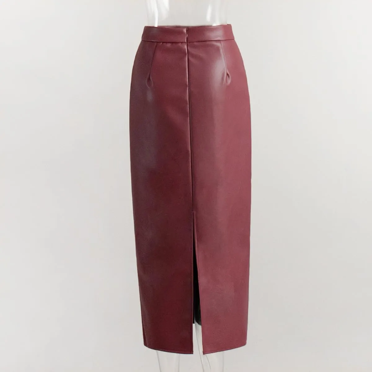utcoco Womens High Waist Faux Leather Skirt Bodycon Pencil Slit Maxi PU Skirt