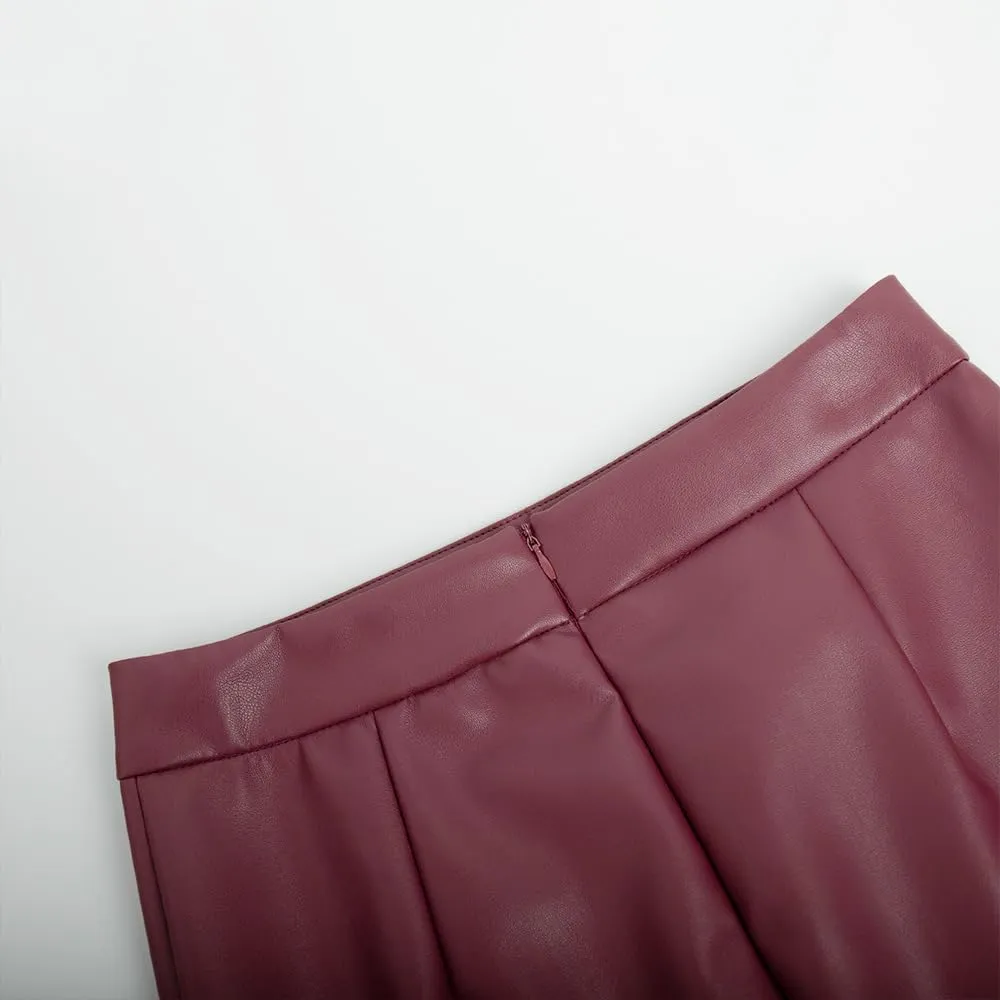 utcoco Womens High Waist Faux Leather Skirt Bodycon Pencil Slit Maxi PU Skirt