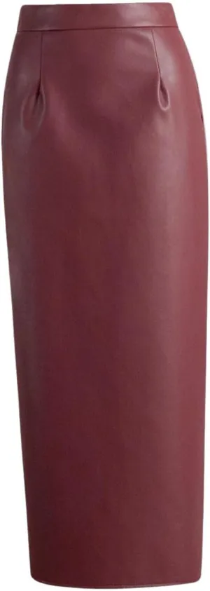 utcoco Womens High Waist Faux Leather Skirt Bodycon Pencil Slit Maxi PU Skirt