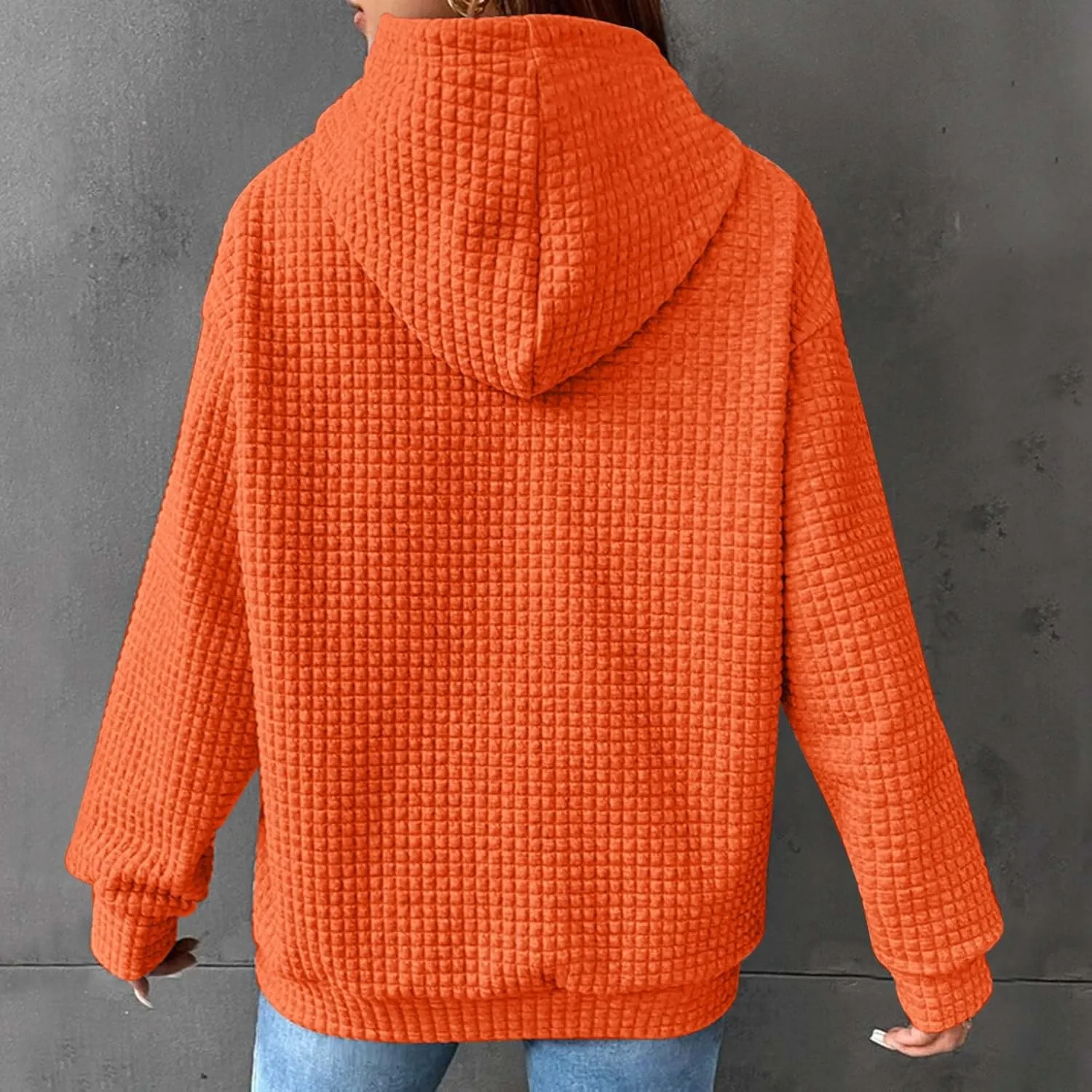 Waffle Knit Oversized Hoodies for Women with Pocket - Fall Sweatshirt 2024