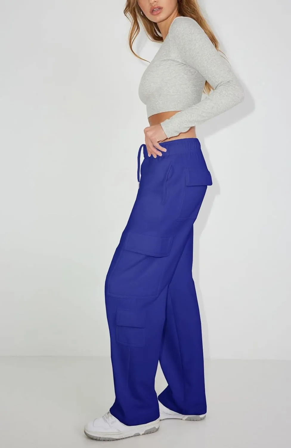 Waitfairy Wide Leg Sweatpants Women Cargo Pants for Girls High Waisted Baggy Sweatpants for Women Casual Pants with Pockets
