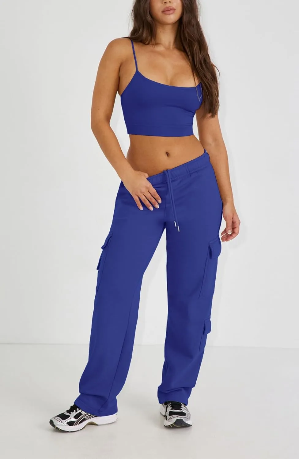 Waitfairy Wide Leg Sweatpants Women Cargo Pants for Girls High Waisted Baggy Sweatpants for Women Casual Pants with Pockets