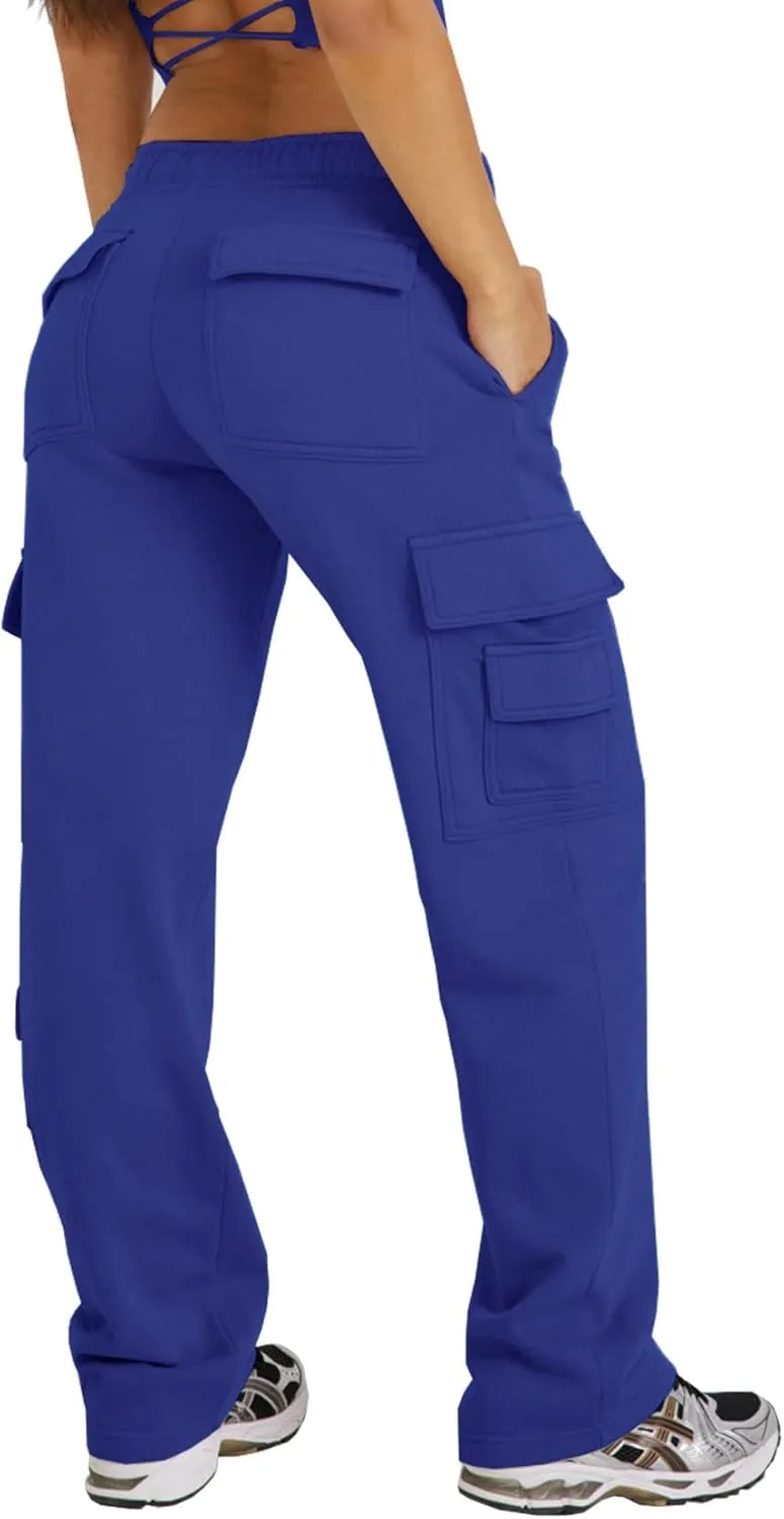 Waitfairy Wide Leg Sweatpants Women Cargo Pants for Girls High Waisted Baggy Sweatpants for Women Casual Pants with Pockets