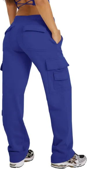 Waitfairy Wide Leg Sweatpants Women Cargo Pants for Girls High Waisted Baggy Sweatpants for Women Casual Pants with Pockets