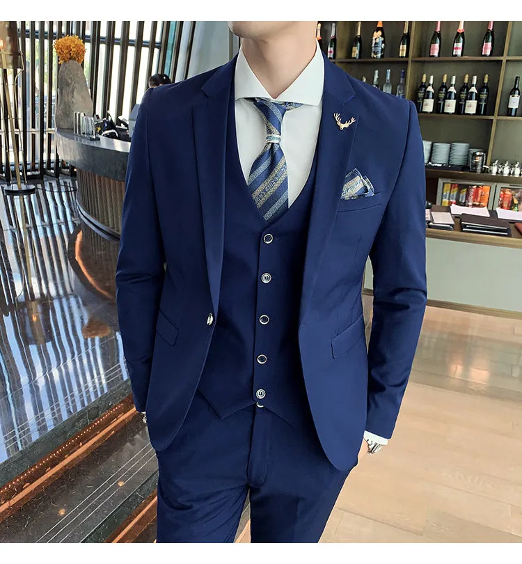 West Louis Brand Business Casual Slim Fit 3 Piece Suit
