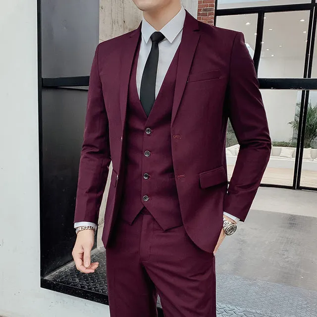 West Louis Brand Business Casual Slim Fit 3 Piece Suit