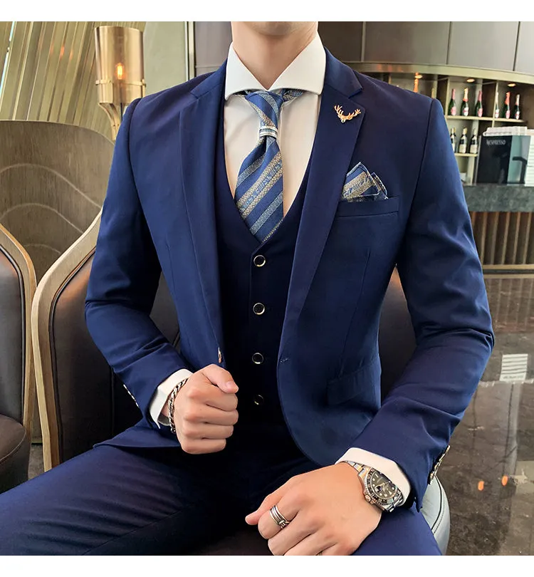 West Louis Brand Business Casual Slim Fit 3 Piece Suit