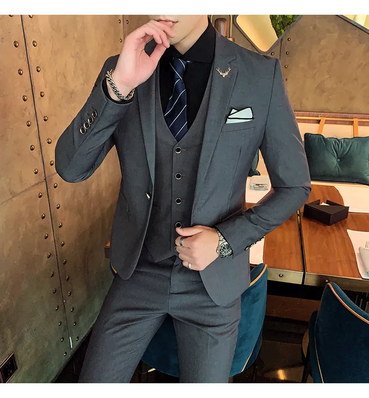 West Louis Brand Business Casual Slim Fit 3 Piece Suit