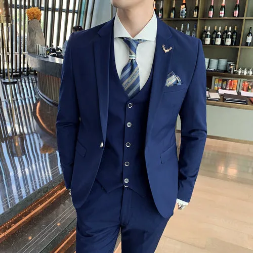 West Louis Brand Business Casual Slim Fit 3 Piece Suit