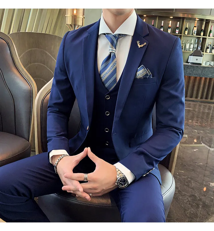 West Louis Brand Business Casual Slim Fit 3 Piece Suit