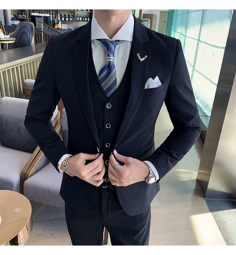 West Louis Brand Business Casual Slim Fit 3 Piece Suit