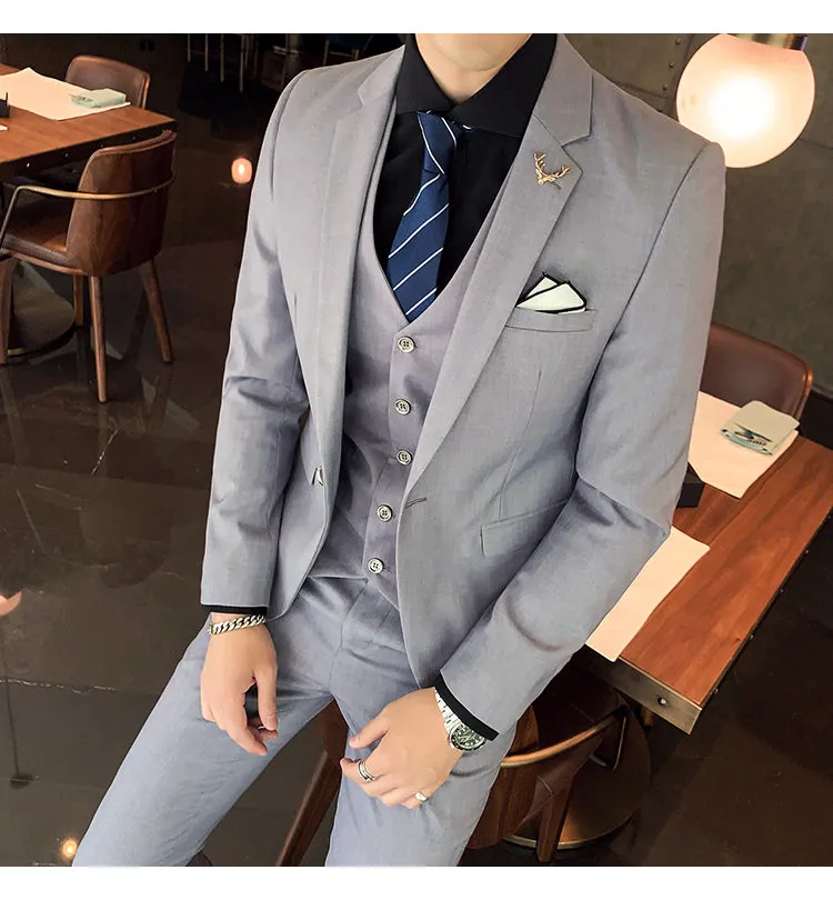 West Louis Brand Business Casual Slim Fit 3 Piece Suit