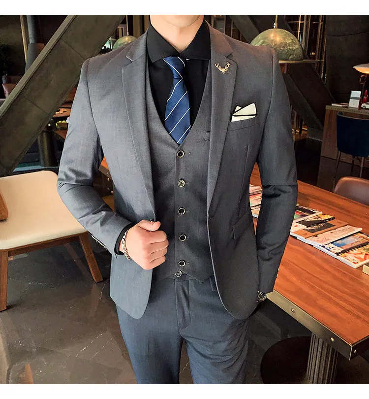 West Louis Brand Business Casual Slim Fit 3 Piece Suit