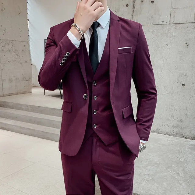 West Louis Brand Business Casual Slim Fit 3 Piece Suit