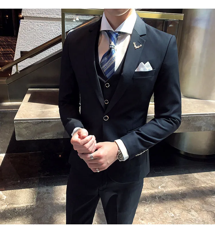 West Louis Brand Business Casual Slim Fit 3 Piece Suit