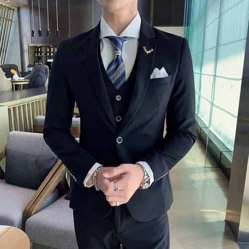 West Louis Brand Business Casual Slim Fit 3 Piece Suit