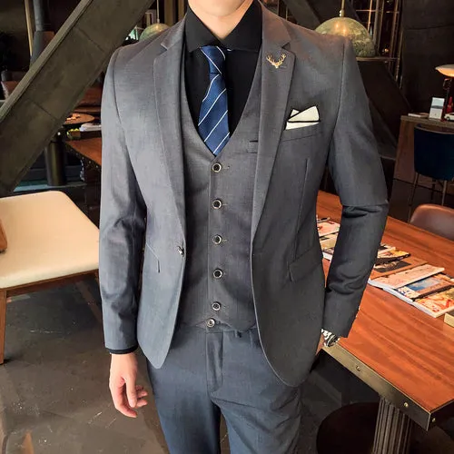 West Louis Brand Business Casual Slim Fit 3 Piece Suit