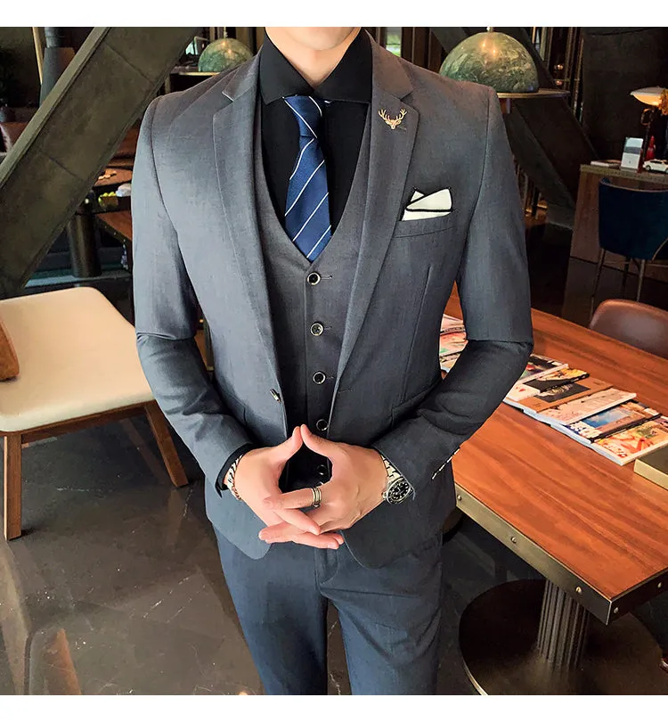 West Louis Brand Business Casual Slim Fit 3 Piece Suit