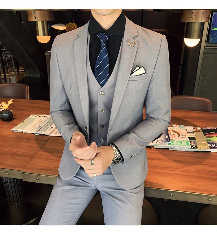 West Louis Brand Business Casual Slim Fit 3 Piece Suit