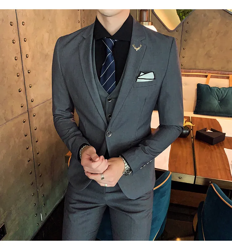 West Louis Brand Business Casual Slim Fit 3 Piece Suit