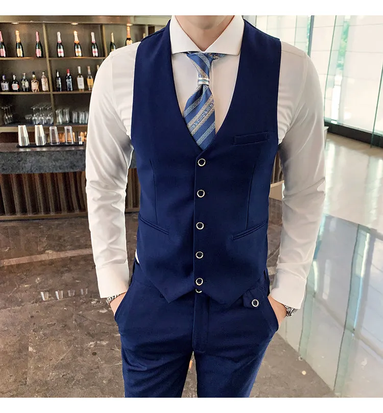West Louis Brand Business Casual Slim Fit 3 Piece Suit