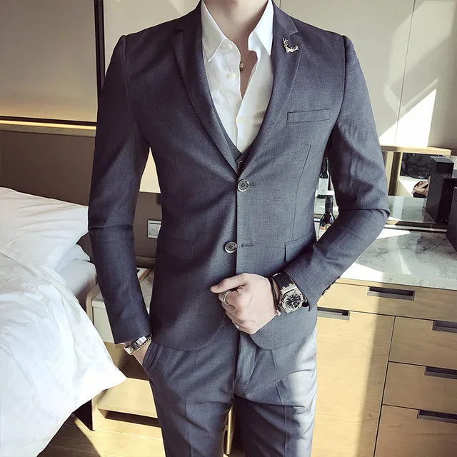 West Louis Brand Business Casual Slim Fit 3 Piece Suit