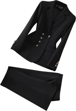 Women Pant Suit 2 Piece Set Ladies Female Autumn Spring Business Work Wear Formal Blazer Jacket and Trouser