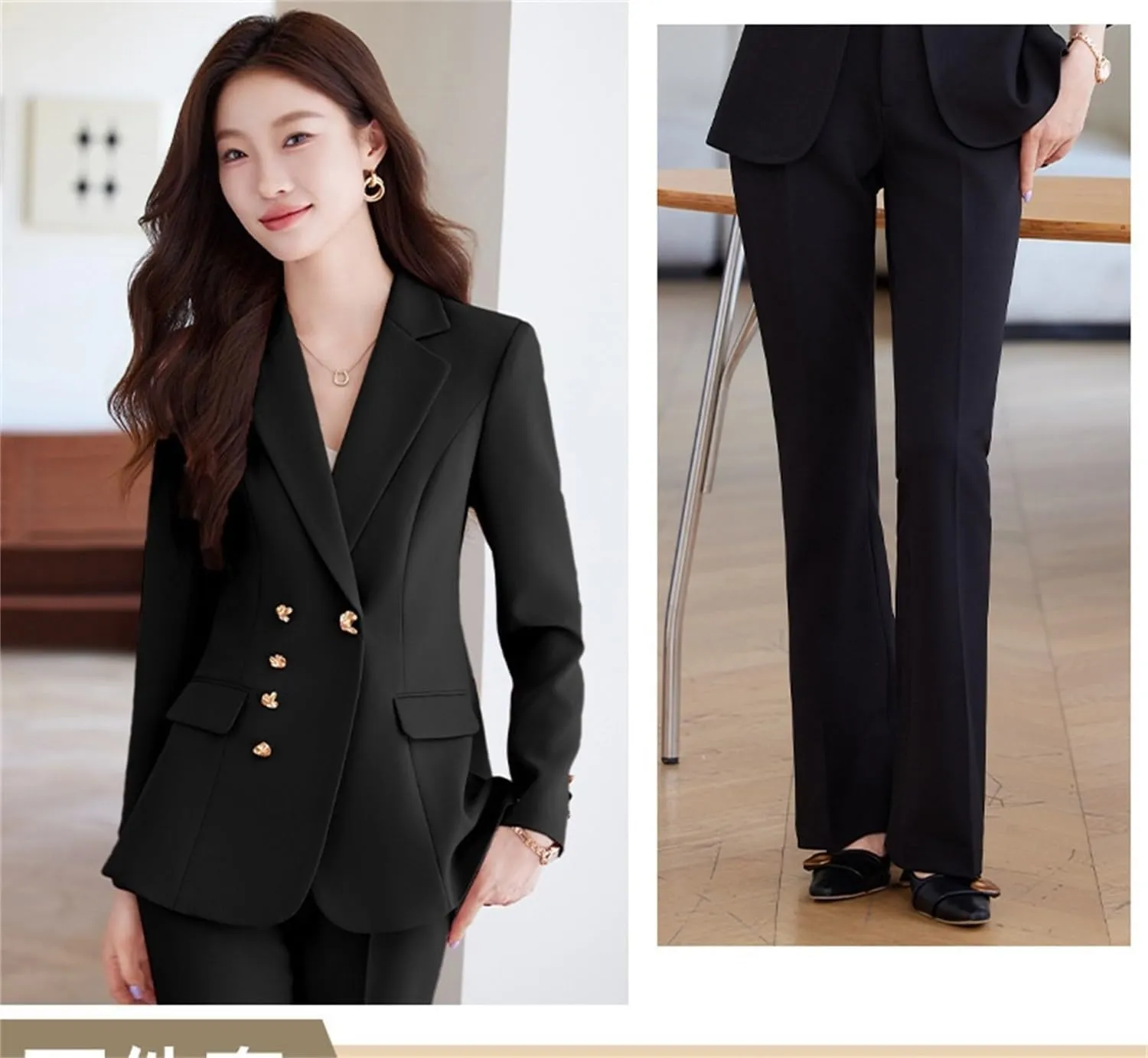 Women Pant Suit 2 Piece Set Ladies Female Autumn Spring Business Work Wear Formal Blazer Jacket and Trouser